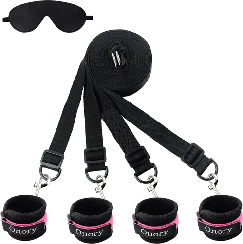 Miniatura 3 de Onory BDSM Juguetes sexuales y juegos Bondaged Kit sexual, máscara de ojos, vendas suaves para muñecas y tobillos, correas de cuerda de sujeción
