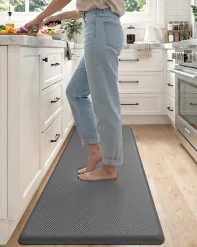 Miniatura 5 de DEXI Tapete de cocina acolchado antifatiga, extra largo, grande, cómodo, impermeable, de espuma viscoelástica, antifatiga, para escritorio, oficina