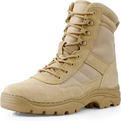 Miniatura 11 de Botas tácticas militares de combate para hombre, con cremallera lateral, botas de trabajo para el ejército y la policía, antideslizantes para tareas