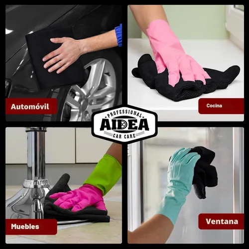 Miniatura 5 de AIDEA Paño de Limpieza de Microfibra Negro 10PK, Toallas de Microfibra para Autos, Paños de Lavado Premium, Paños para Limpiar Polvo Libres