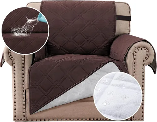Miniatura 27 de H.VERSAILTEX Funda de sofá 100% impermeable, lavable, antideslizante, para 3 cojines, protector de muebles para mascotas, fundas de sofá