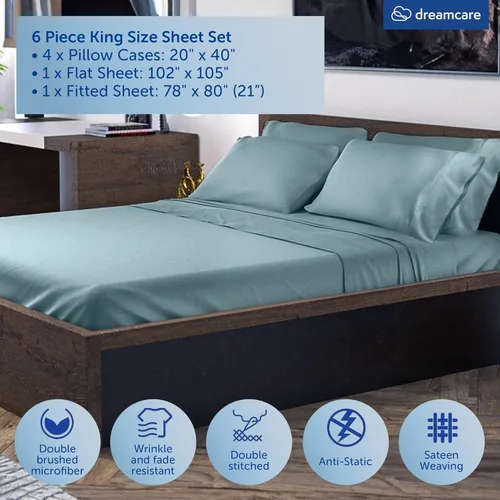 Miniatura 260 de DREAMCARE Juego de sábanas Queen – 6 piezas Sábanas de enfriamiento – hasta 15” Sábanas profundas tamaño Queen – Colección 2500 Supreme – Extra 03