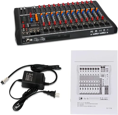 Miniatura 7 de Depensheng DX12 - Interfaz de controlador de sonido DJ con unidad USB para grabación de computadora, mezclador de audio de estudio de 12 canales