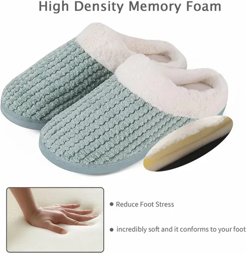 Miniatura 2 de YALOX - Pantuflas para mujer, cálidas, de espuma viscoelástica antideslizante, cómodas, de algodón para usar en el hogar, dormitorio, interiores