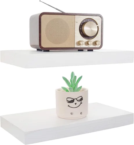 Miniatura 22 de BGMG Estantes flotantes de madera de 12 pulgadas, estantes flotantes negros, estantes de pared de madera maciza para baño, sala de estar