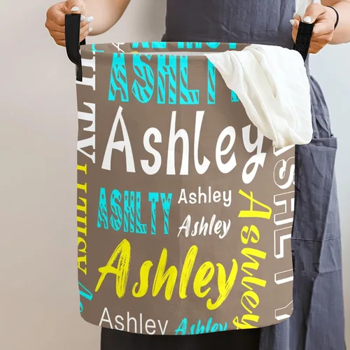 Miniatura 3 de Cesta de lavandería personalizada con nombre, cesta de lavandería plegable con asa para baño, sala de estar, dormitorio