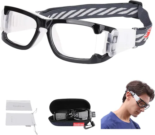 Miniatura 28 de SooGree Sports Glasses - Racquetball Goggles Basketball Football Eye Protective Almohadilla de nariz blanca con marco gris G8042