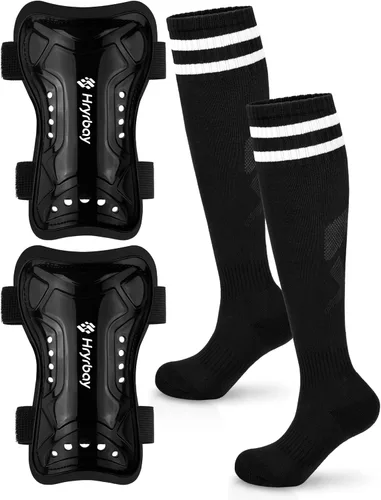 Hryrbay Kids Soccer Shin Guards and Socks Toddler Soccer Shin Pads Protective Defender Gear for Boys Girls Ages 3-15 Great for Training, Matches,