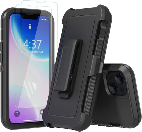 Miniatura 2 de Funda resistente para Apple iPhone 14, con clip para cinturón y soporte, resistente a prueba de golpes, funda protectora de cuerpo completo