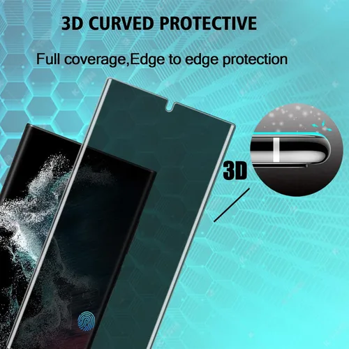 Miniatura 6 de 2 protectores de pantalla de TPU de privacidad (no vidrio templado) para Samsung Galaxy S22 Ultra 5G + 2 protectores de lente de cámara, película