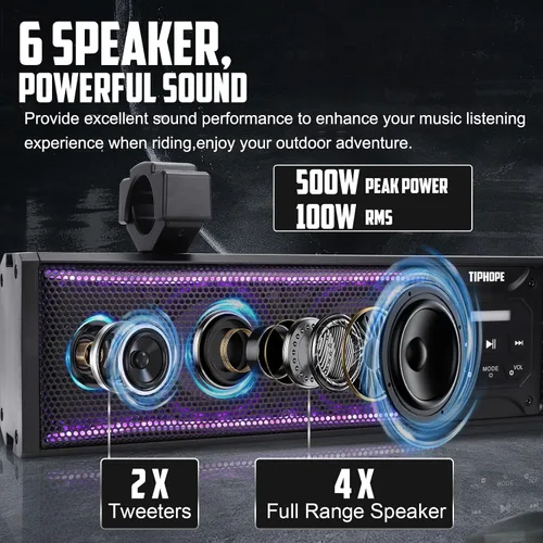 Miniatura 3 de Barra de sonido UTV de 26 pulgadas con 6 altavoces, barra de sonido ATV Bluetooth con iluminación RGB, sincronización de música, barra de sonido
