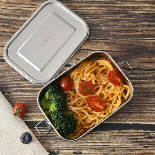 Miniatura 8 de UPTRUST Lonchera de Acero Inoxidable, 800ML/27oz, Cajas Bento de Metal con Clips Bloqueables, Incluye Divisor Ajustable, Lonchera de Metal