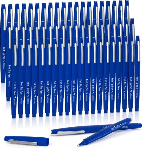 Miniatura 18 de Lelix Bolígrafos de punta de fieltro, paquete negro de 15 unidades, punta media de 0.7mm, marcadores de punta de fieltro para diario, escritura