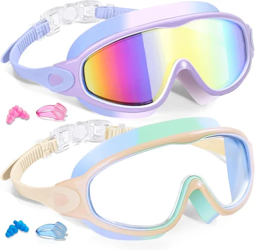 Miniatura 12 de Keary - Paquete de 2 gafas de natación para niños de 3 a 15 años, protección ultravioleta, antivaho, para piscina, agua, para niños, niñas, jóvenes
