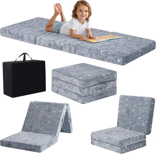 Miniatura 11 de MeMoreCool Colchón de suelo plegable para niños, Glow de 57x22 pulgadas, colchoneta para dormir y guardería para niños pequeños, futón plegable