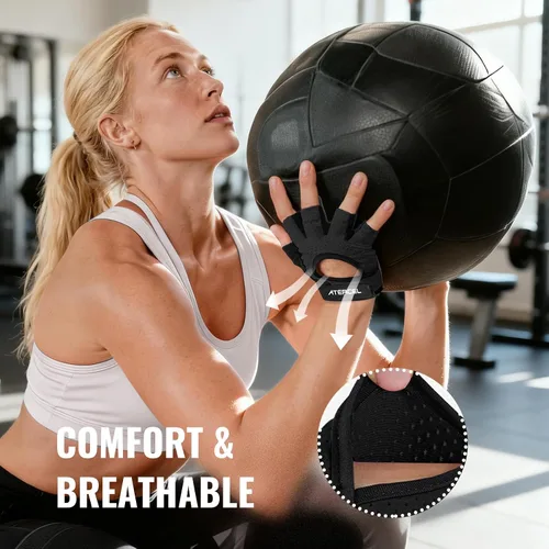 Miniatura 4 de ATERCEL Guantes de levantamiento de pesas, protección completa de la palma de la mano, guantes de entrenamiento para gimnasio, ciclismo, ejercicio