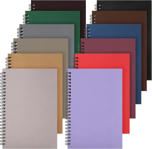 Miniatura 17 de Leelosp 12 cuadernos pequeños en espiral forrados en espiral, cuaderno con rayas universitarias, cubierta de papel kraft encuadernado con alambre