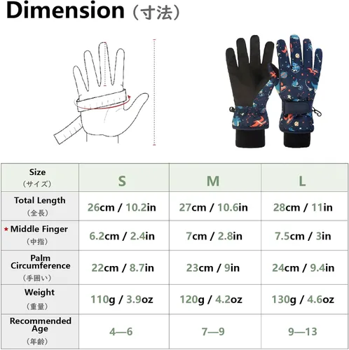 Miniatura 2 de JEELAD Guantes de esquí para niños y niñas, guantes de nieve de invierno, resistentes al viento, guantes de ciclismo para niños y niñas, clima frío