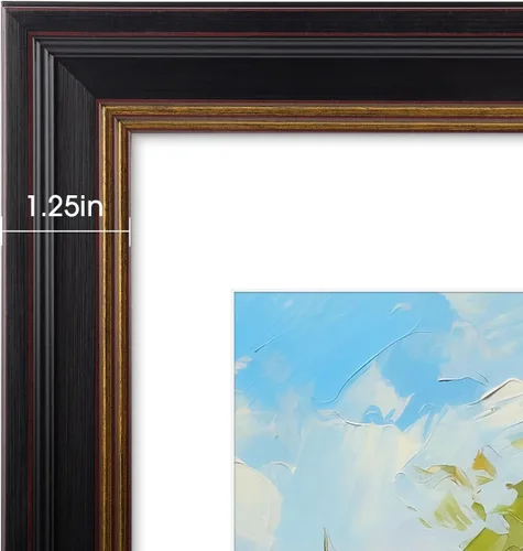 Miniatura 5 de Golden State Art, Marco de fotos negro de 11 x 14 pulgadas con borde burdeos y dorado, tapete blanco para fotos o fotos de 8 x 10 pulgadas y cristal