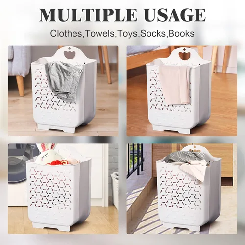 Miniatura 3 de Cesta de lavandería plegable, 2 paquetes de cestas de ropa sucia portátil para ropa sucia, cestas de ahorro inteligente de espacio para lavandería