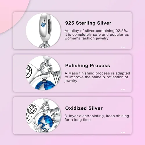 Miniatura 94 de LUXILLA Abalorio de plata de ley 925 para madre, hija, abuela, para familia, amor, madre, hija, abuela, para pulseras, collares, dijes, abalorios