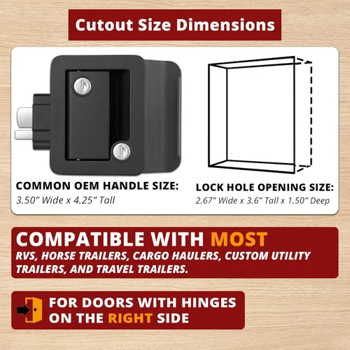 Miniatura 6 de Cerradura de puerta de entrada para RV, 100% cerradura de metal para caravana, pestillo de puerta para remolque de viaje, kit de reemplazo