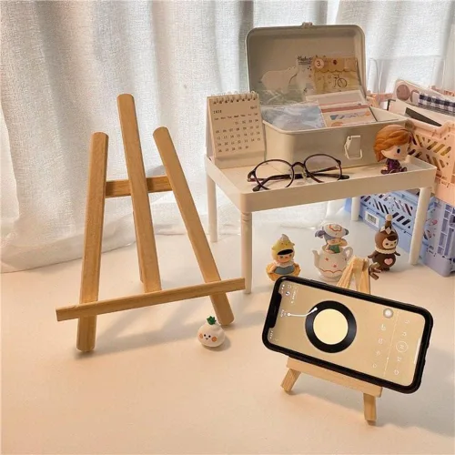 Miniatura 4 de Mini caballete de exhibición de madera, soporte de mesa de madera natural para lienzos pequeños, manualidades infantiles, tarjetas de visita