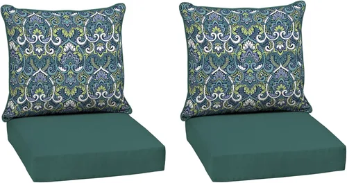 Miniatura 49 de Arden Outdoor Deep Seat Cushion Set, 24 x 24 pulgadas, Cojín para patio resistente al clima, a la lluvia y a la decoloración para silla, sofá y sofá