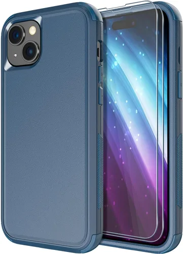 Miniatura 30 de Diverbox Funda para iPhone 15 Plus [a prueba de golpes] [a prueba de caídas] [protector de pantalla de vidrio templado], funda de protección