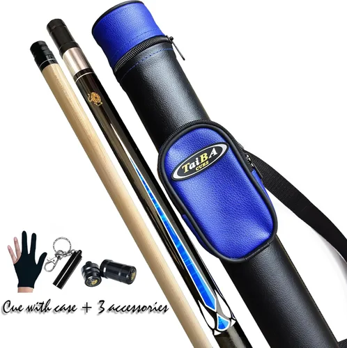 Miniatura 9 de Tai ba cues Taco de billar profesional de 2 piezas + estuche rígido, punta de 0.512 in, 58 pulgadas, palo de billar profesional de madera dura