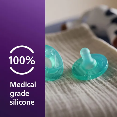 Miniatura 12 de Philips Avent Soothie Chupetes ortodónticos para bebés, 100% de silicona, de una pieza, sin BPA, para bebés de 0 a 3 meses, verde, paquete de 4