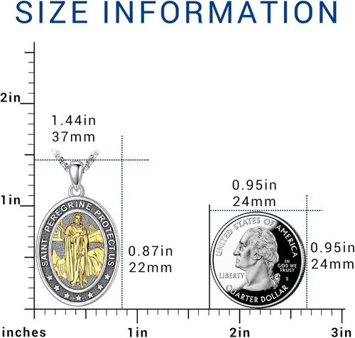 Miniatura 150 de Eusense Saint Necklace Sterling Silver 925 Protection Jewelry for Men Women Patron St Medals Amulet Pendant