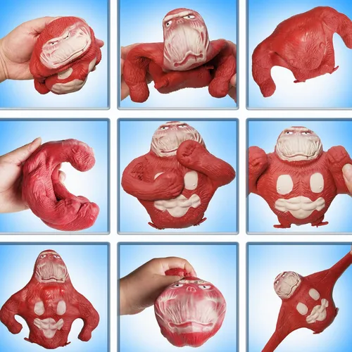 Miniatura 3 de YANZHE Juguete novedoso de mono rojo, gorila para apretar, mono elástico y esponjoso, juguetes de figura de animal para niños y adultos