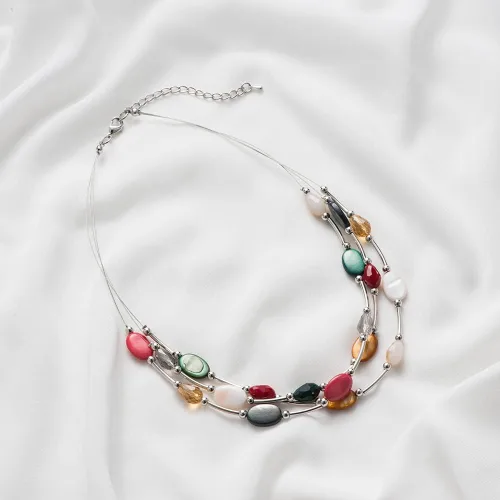 Miniatura 4 de Collar a capas con cristal para mujer, gargantilla con cadena de plata gruesa, regalo de cumpleaños para mujer