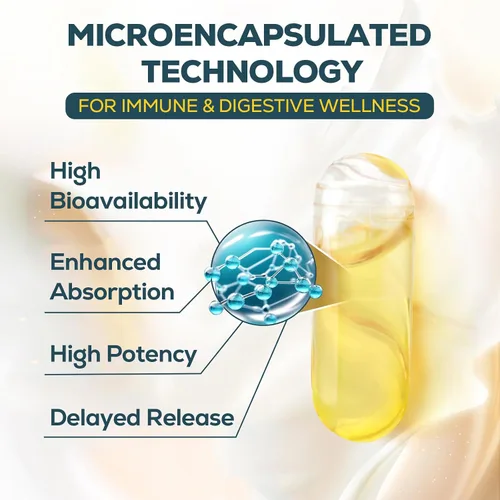 Miniatura 5 de Suplemento de tributirina para intestino e inmune de 800 mg Alta biodisponibilidad con probióticos y prebióticos microencapsulados - Complejo