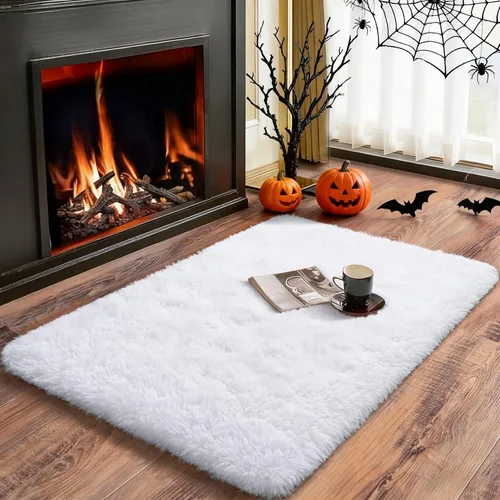 Miniatura 161 de Merelax Alfombra Moderna Suave y Esponjosa Shaggy para Dormitorio Sala de Estar Decoración de Sillas Pequeñas Alfombras Tapetes para Pies Piso, Verde