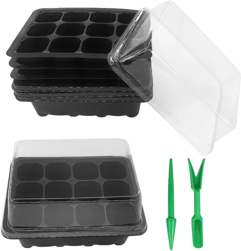 Gardeningwill 3 juegos de plántulas de plantas a partir de 12 celdas por bandejas, kit de iniciación caja con cúpula