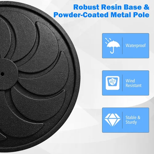 Miniatura 8 de Tangkula Base de sombrilla de 40 libras, sombrilla redonda resistente para exteriores, para mesa de 1.5 a 1.9 pulgadas, soporte de paraguas