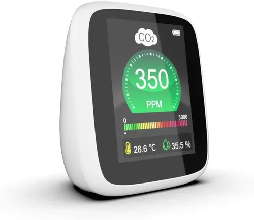 Miniatura 3 de Monitor de calidad de aire de CO2, medidor de contaminación y ventilación, sensor que prueba y detecta niveles de CO2 PPM, temperatura y humedad