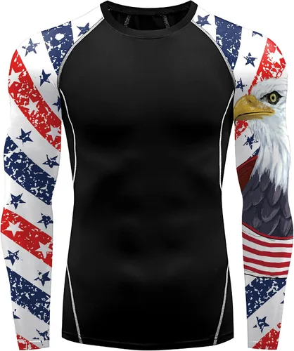 Miniatura 2 de Men's Rash Guard Shirts Long Sleeves UPF 50+ BJJ Jiu Jitsu Compression Shirt Sports Fitness Gym Swimming Tops