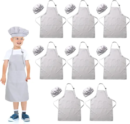Miniatura 8 de Toal - 16 delantales negros para chef, delantales de chef ajustables con 2 bolsillos para niñas y niños, para pintar, cocinar, hornear
