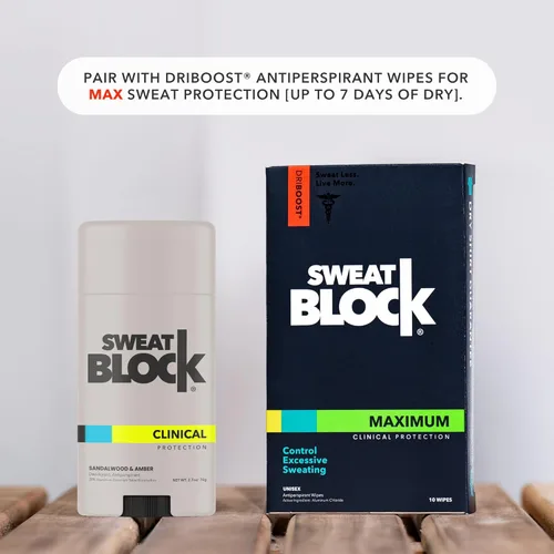 Miniatura 7 de SweatBlock Desodorante de fuerza clínica, antitranspirante para hombres y mujeres, aroma de sándalo y ámbar, protección de 48 horas contra el sudor