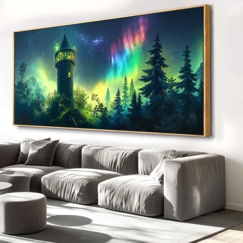 Miniatura 14 de Lienzo decorativo para pared de sala de estar, paisaje de bosque verde, sol sobre bosque, fotografía impresa en lienzo para decoración de pared