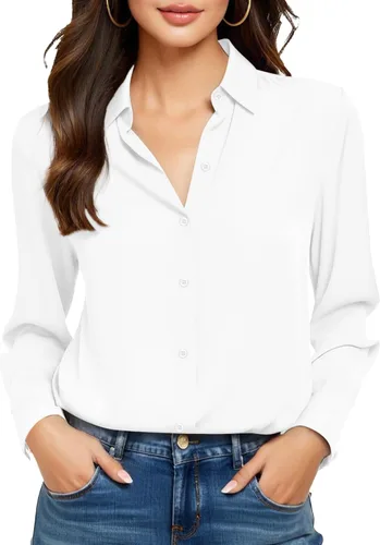 Miniatura 45 de Camisas sin planchado y sin arrugas para mujer, con botones, de manga larga, de seda de morera, blusas casuales para el trabajo