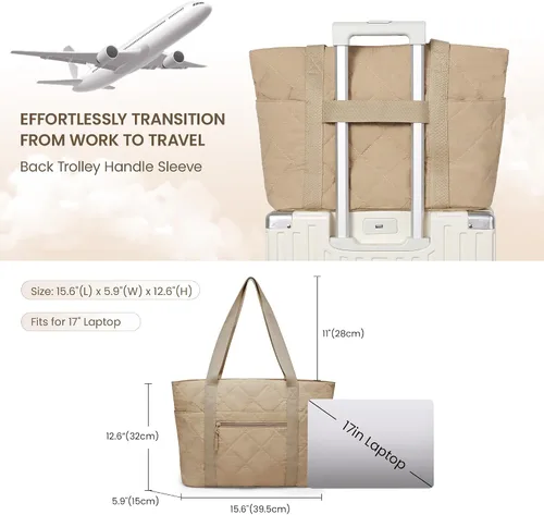 Miniatura 6 de befen Bolsa de mano para computadora portátil para mujer, bolsa de viaje para enfermera, bolsas acolchadas acolchadas, bolsa de playa ligera e