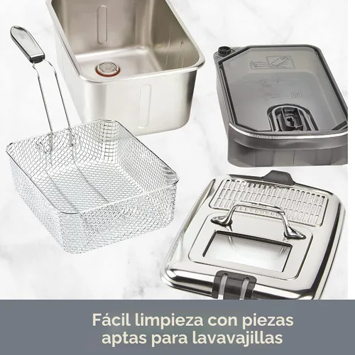 Miniatura 3 de Freidora Eléctrica All-Clad con Cesta y Tapa, Freidora Profunda de Acero Inoxidable para Uso Doméstico, 1700W, Apta para Lavavajillas