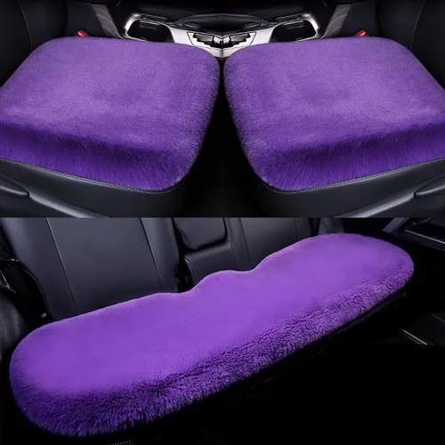 Miniatura 25 de LoveisLove Cojín de asiento de automóvil para asiento de conductor, almohadilla de asiento de felpa sintética, suave, cómoda, cálida, silla de Negro