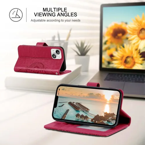 Miniatura 4 de Funda tipo cartera para iPhone 13, [Bloqueo RFID] con 3 ranuras para tarjetas con ranura para tarjeta de crédito, cubierta protectora magnética