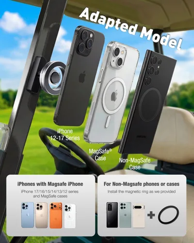 Miniatura 5 de Soporte magnético de aleación para carrito de golf: soporte de teléfono para carrito de golf con rotación de 360°, regalos únicos de golf