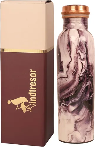 Miniatura 10 de Botella de agua de cobre puro – Hecho a mano – Beneficios para la salud Ayurveda – Grande 34 oz – A prueba de fugas, fácil de llevar para deportes